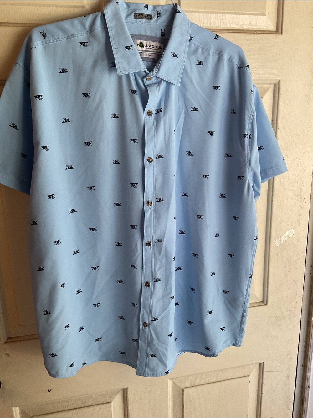 TALL WOODS MENS 2X Blue MTN. Button up Shirt Collarneck 50 x 33